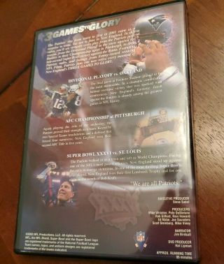 3 GAMES TO GLORY (2002) DVD OOP RARE NFL ENGLAND PATRIOTS BOWL 5