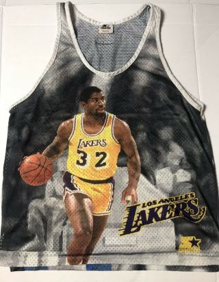 Rare Vintage 90’s Hot Starter Jersey Magic Johnson La Lakers Nba Tank Sz M