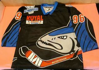 Baton Rouge Kingfish Hockey Jersey Xl Rare Ot Sports Louisiana Rare Black Euc