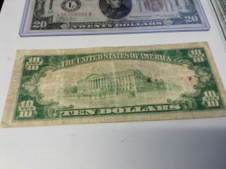 RARE 1929 $10 DOLLAR BILL NOTE OLD NATIONAL BANK EVANSVILLE IN.  CHARTER 12444 6