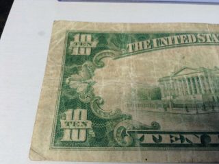 RARE 1929 $10 DOLLAR BILL NOTE OLD NATIONAL BANK EVANSVILLE IN.  CHARTER 12444 7