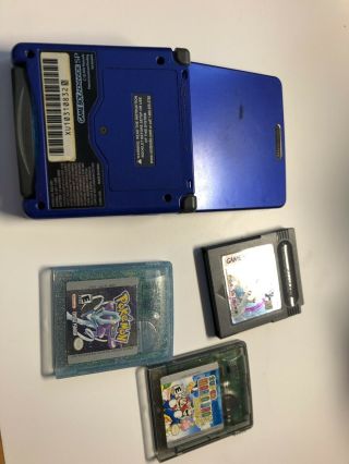 Nintendo Game Boy Advance SP Midnight Purple With 4 Rare Games Pokémon Mario 2