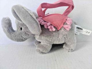 Gymboree Elephant Plush Purse Gray With Pink Handles And Zipper Rare Euc