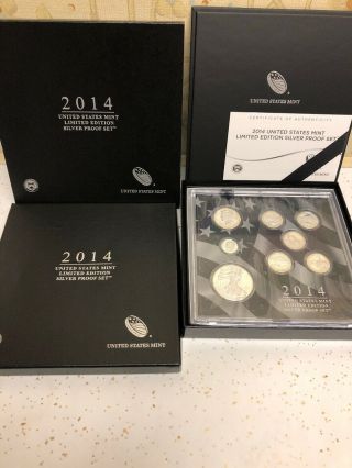 8pc United States Rare Limited Edition 2014 American Silver Proof Set W Box