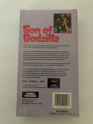 Son Of Godzilla Rare & OOP Sci - Fi Video Treasures Release VHS 5