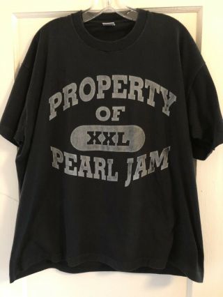 Rare 1990s Property Of Pearl Jam Concert T Shirt Size Xl Black Grey