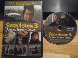 Rare Oop Shogun Assassin 3 Slashing Blades Of Carnage Dvd Lone Wolf & Cub 1972