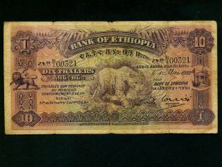 Ethiopia:p - 8,  10 Thalers,  1932 Leopard First Issue Rare F