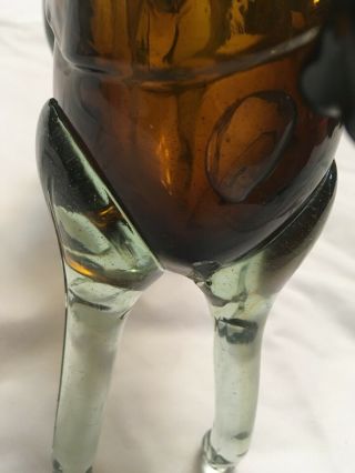 Rare Murano Style Hand Blown UNICORN Art Glass 10 1/2” Tall Clear Brown Tone 6