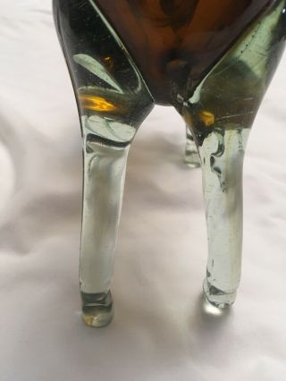 Rare Murano Style Hand Blown UNICORN Art Glass 10 1/2” Tall Clear Brown Tone 7
