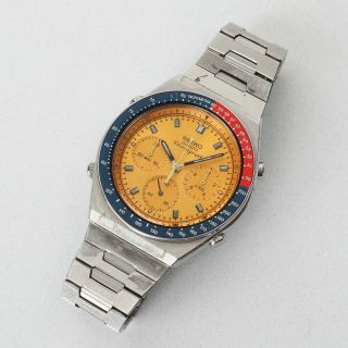 Seiko 7a28 - 7030 Pouge Style Chronograph Pepsi Yellow Rare Watch