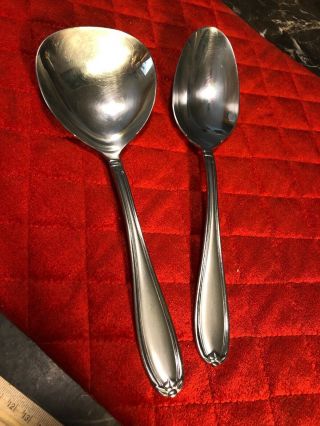 Princess House Barrington Large Serving Spoons Set of Stainless Steel RARE 3