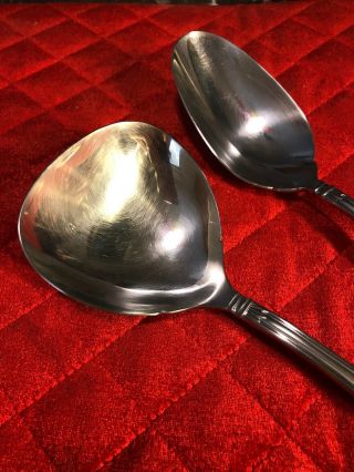 Princess House Barrington Large Serving Spoons Set of Stainless Steel RARE 4