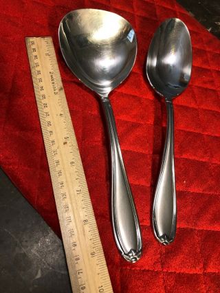 Princess House Barrington Large Serving Spoons Set of Stainless Steel RARE 6
