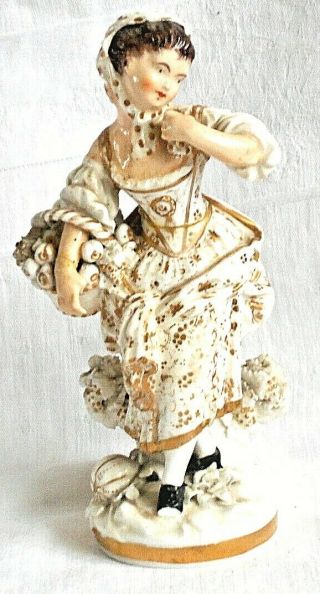 Rare Early C19th Probably Bloor Derby Figure Of A Lady Vegetable Seller