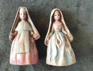 Vintage Figurines Two Nuns Made In Italy - Rare