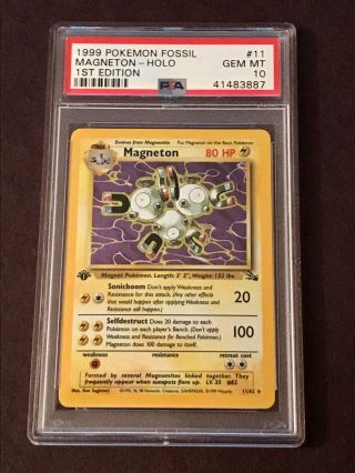 1999 Pokémon Fossil Magneton 1st Edition Holo Psa 10 Gem Rare Grade