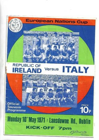 10/5/71 Rare Nations Cup Rep Of Ireland V Italy