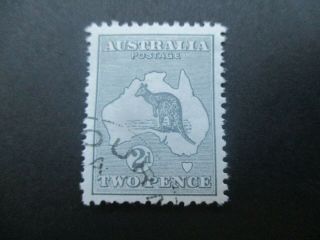 Kangaroo Stamps: 2d Grey 1st Watermark Cto Melbourne Cancel - Rare (-)
