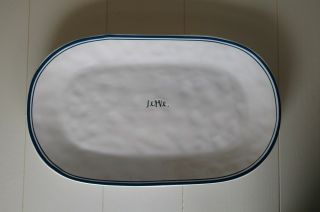 Rare Rae Dunn Large Oval Blue Line Serve Platter