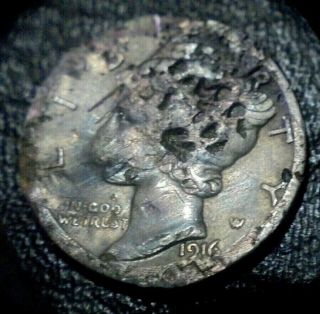 Rare Key Date 1916 D Mercury Dime Denver Silver Coin Heavily Filler