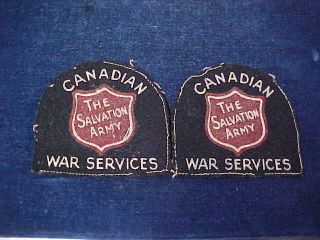 Rare Orig Ww2 Pair Cloth Flashes The Salvation Army - Canadian War Services