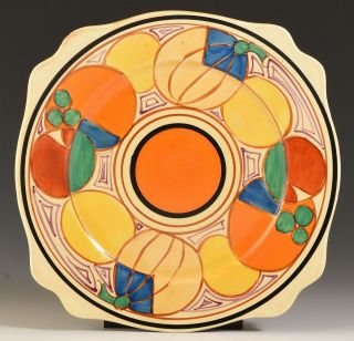 Clarice Cliff Rare Orange Melon 9 " Leda Shape Plate C.  1930