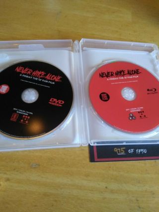 NEVER HIKE ALONE Blu - ray,  DVD Combo Pack 975/1750 OOP Friday The 13th Rare 4