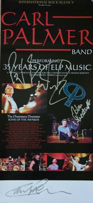 Carl Palmer Band Ex Emerson,  Lake,  Palme Tour Poster Signed Rare