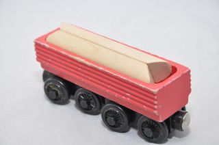 Red SAWMILL LOG CAR (1999) FIRST EDITION / Rare retired Thomas wooden train 2
