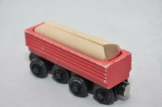Red SAWMILL LOG CAR (1999) FIRST EDITION / Rare retired Thomas wooden train 4