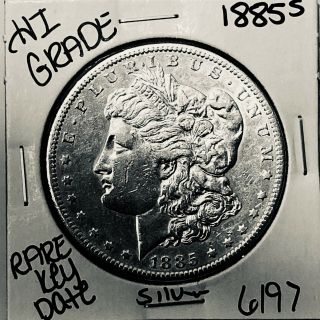 1885 S Morgan Silver Dollar Hi Grade U.  S.  Rare Key Coin 6197