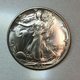 1941 - S Walking Liberty Silver Half Dollar Bu Flashy Bright Coin Luster Bomb Rare