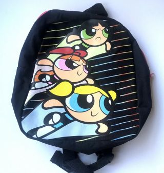 Power Puff Girls Mini Black Back Pack Cartoon Network Blossom Buttercup Rare Bag
