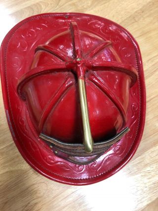 Rare Cairns & Brothers Real Leather Fire Helmet,  Firemans Fund Insurance 1987