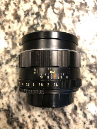Asahi Pentax Takumar 50mm f/1.  4 Lens Rare 8 - Element version s/n 1484481 2