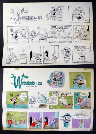 Rare Wizard Of Id Sun.  Comic Strip By Brant Parker 1965,  Color Guide