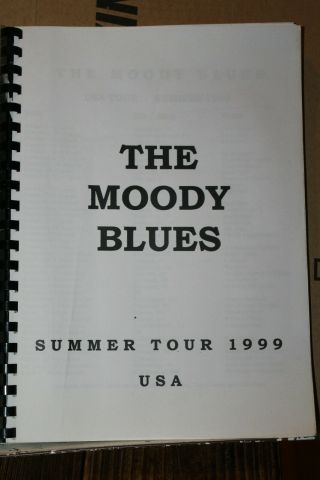 1999 The Moody Blues Tour Concert Itinerary Rare Usa Summer Justin Hayward