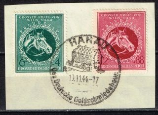 Germany Ww2 Third Reich Horse Race Nanau Rare Postmark 1944