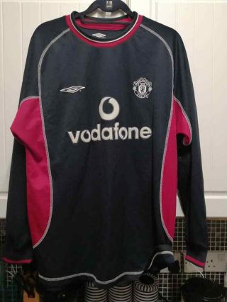 Manchester United Football Shirt Long Sleeved 2000 - 01 3rd Jersey Ultra Rare