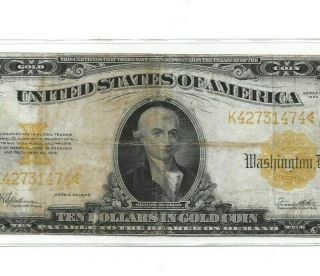 $10 " Gold Certificate " 1922 $10 " Gold Certificate " $10 1922 Rare Rare