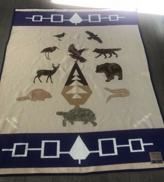 Revisable Pendleton Beaver State Iroquois Clans Blanket NYS Rare 78  x 62 2