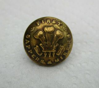 Rare British Army: " 1st Sappers & Miners Brass Button " (17mm,  Well Worn,  Ww1 Era)