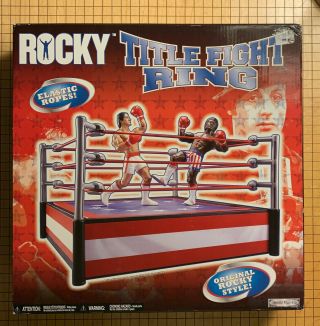 Jakks Pacific Rocky Title Fight Ring Loose/complete Rare Htf Action Figure Set