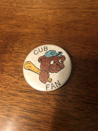 Vintage Chicago Cubs Fan Pin Pinback Button Cool Rare 2.  25”