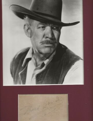 Rare Hand Signed Card By The Great Western Star Ward Bond Matted