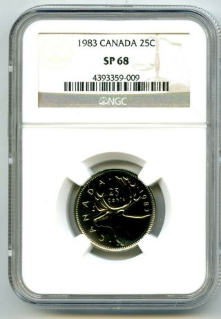 1983 Canada Specimen 25 Cent Ngc Sp68 Quarter Rare Pop Only 2