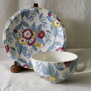 RARE Vintage VERNON KILNS METLOX Choice TEA CUP & SAUCER Blue Floral COFFEE MUG 2