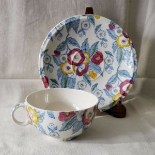 RARE Vintage VERNON KILNS METLOX Choice TEA CUP & SAUCER Blue Floral COFFEE MUG 3