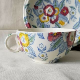 RARE Vintage VERNON KILNS METLOX Choice TEA CUP & SAUCER Blue Floral COFFEE MUG 4